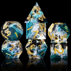 7pcs Sharp Edge Resin Dice Set - Green